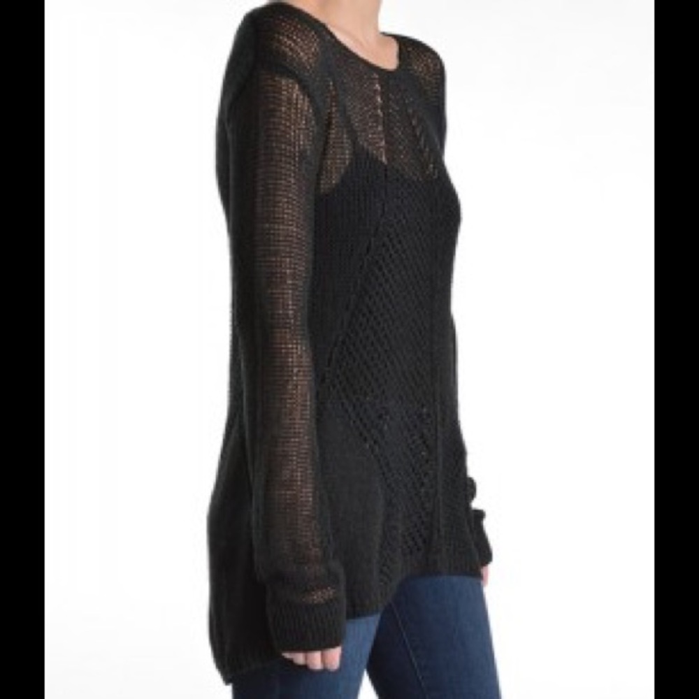Black open knit sweater